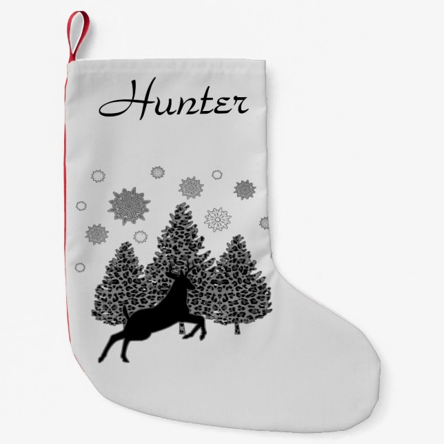 Petite Chaussette De Noël Stockage personnalisé Cerf Faune Nature de la neig (Devant)