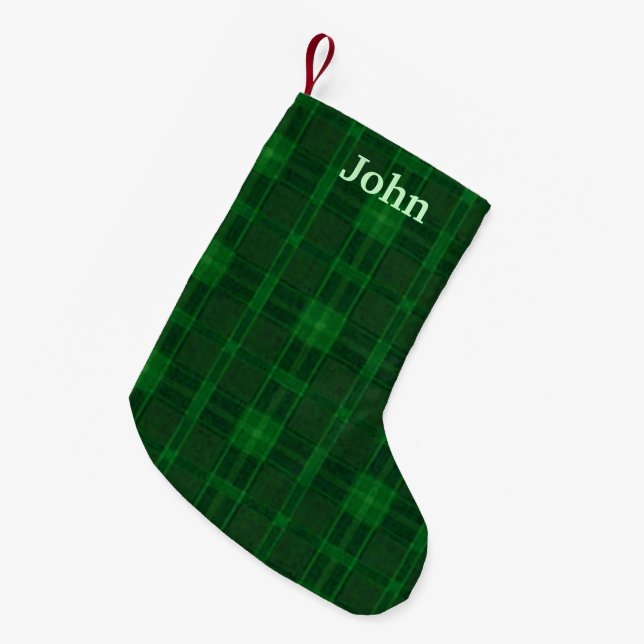 Petite Chaussette De Noël Stockage personnalisé de Noël vert plaid (Devant (Accrochage))
