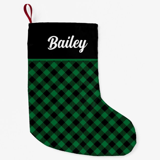 Petite Chaussette De Noël Stocker de Noël vert et noir (Devant)