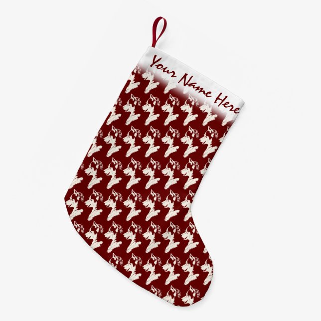 Petite Chaussette De Noël Stocking de Noël Husky Stockage personnalisé (Devant (Accrochage))