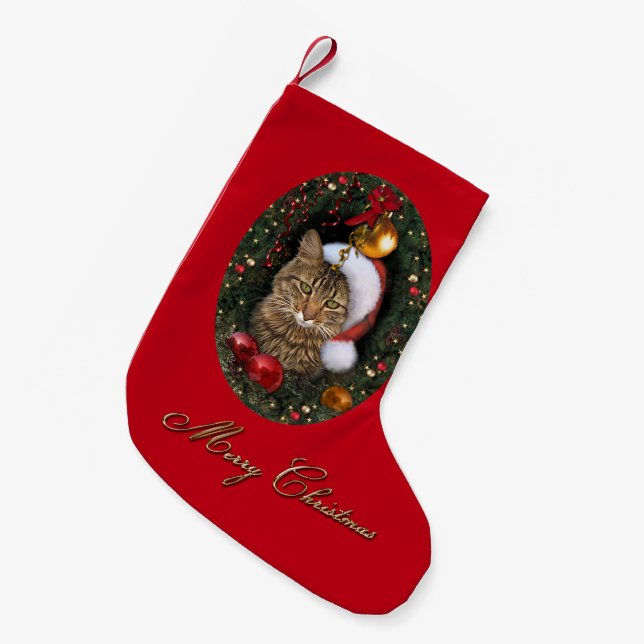 Petite Chaussette De Noël Stocking pour chats père Noël (Devant (Accrochage))