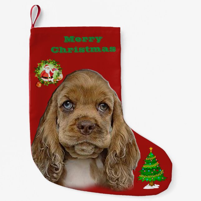 Petite Chaussette De Noël Stocks d'espagne Cocker de Noël (Devant)