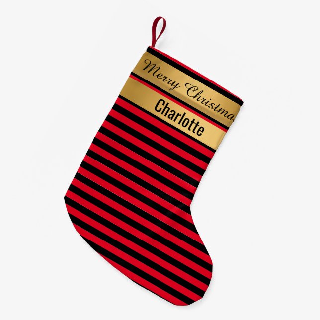 Petite Chaussette De Noël STRIPE Red Christmas Stocker OR DOUBLE SiDED (Devant (Accrochage))