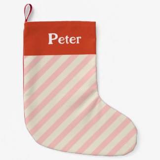 Petite Chaussette De Noël Stripes diagonales minimales de Noël rose