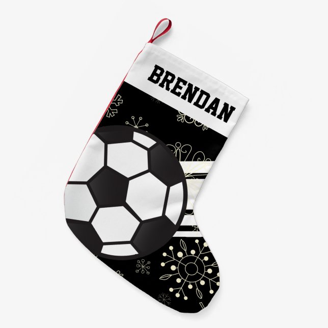 Petite Chaussette De Noël Stripes Sportives Personnalisées Bal De Football N (Devant (Accrochage))