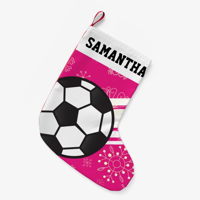Petite Chaussette De Noël Stripes Sportives Personnalisées Balle De Football (Devant (Accrochage))