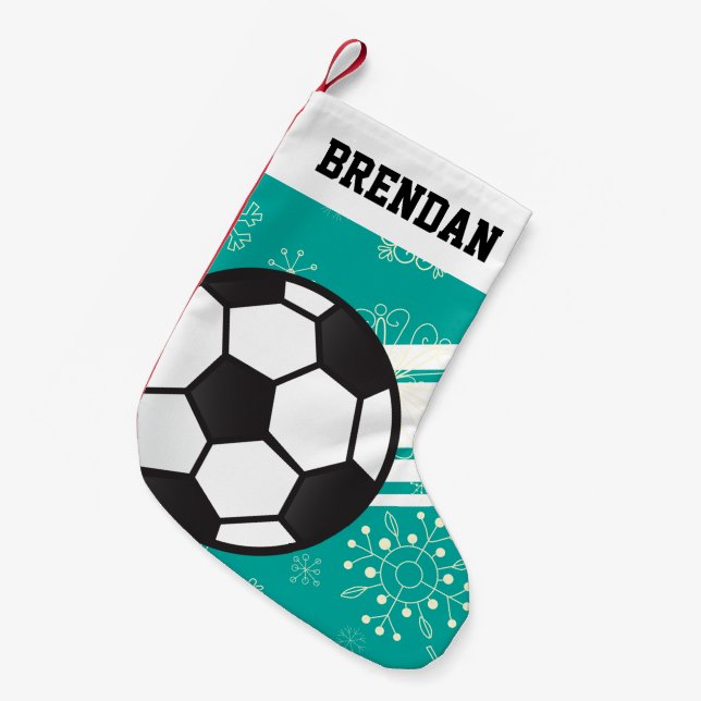 Petite Chaussette De Noël Stripes Sportives Personnalisées Balle De Football (Devant (Accrochage))