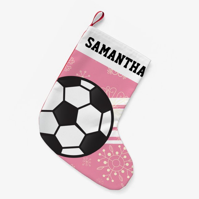 Petite Chaussette De Noël Stripes Sportives Personnalisées Balle De Football (Devant (Accrochage))