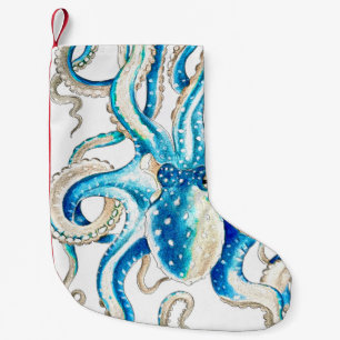 Petite Chaussette De Noël Style comique octopus bleu