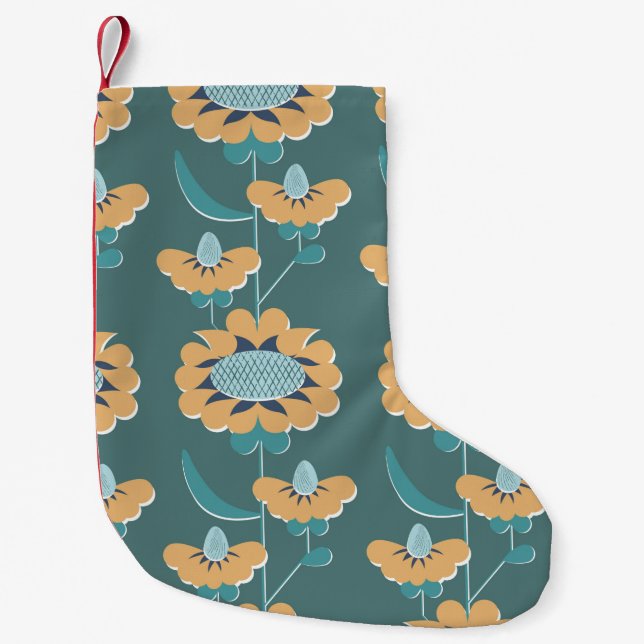 Petite Chaussette De Noël style rétro abstrait fleuri sans couture motif. éc (Devant)