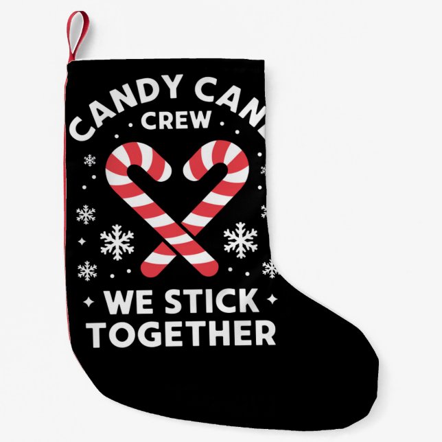 Petite Chaussette De Noël Sucre de canne de Noël Coeur Nous Sticks Ensemble (Devant)
