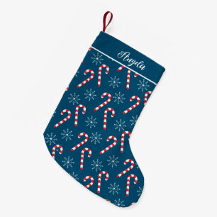 Petite Chaussette De Noël Sucre de canne Snowflake Océan Bleu Noël Stocker