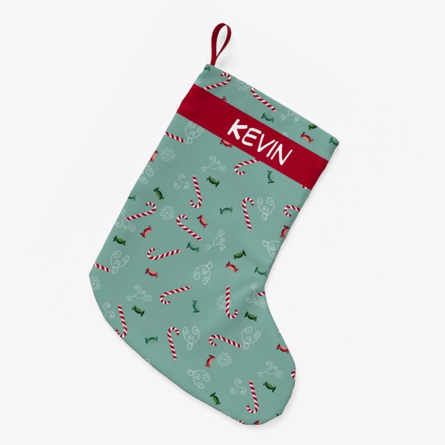Petite Chaussette De Noël Sucres de canne doux. Personnalisable avec le nom. (Devant (Accrochage))