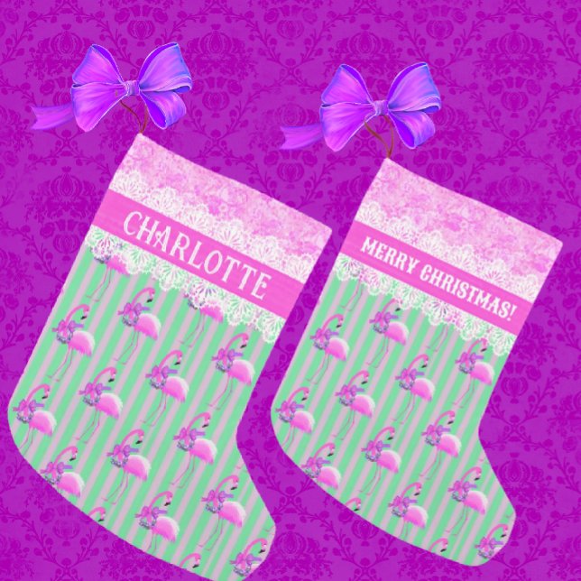 Petite Chaussette De Noël Sucres de canne doux vert violet rose Customisé (Créateur téléchargé)