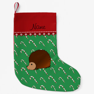 Petite Chaussette De Noël Sucres de canne verts de hérisson de nom personnal