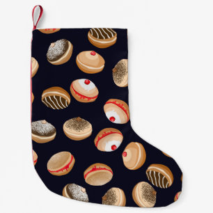 Petite Chaussette De Noël Sufganiyot Donuts : Hanoukka Vintage Motif