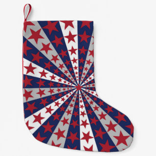 Petite Chaussette De Noël Sunburst patriotique : Drapeau américain