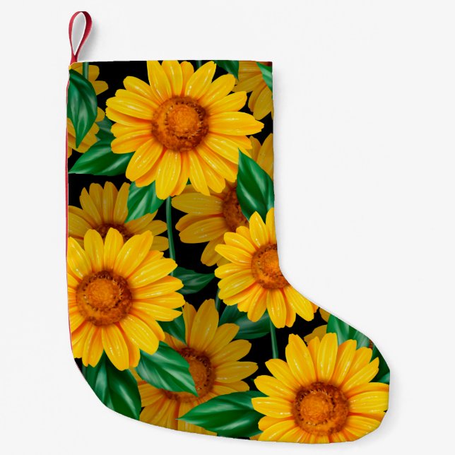 Petite Chaussette De Noël Sunflower seamless pattern. Background with yellow (Devant)
