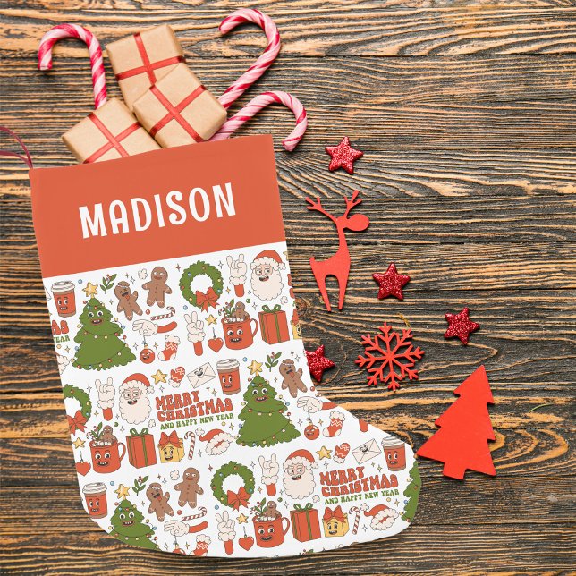 Petite Chaussette De Noël Super Hippie Retro Joyeux Noël Père Noël Funny (Créateur téléchargé)