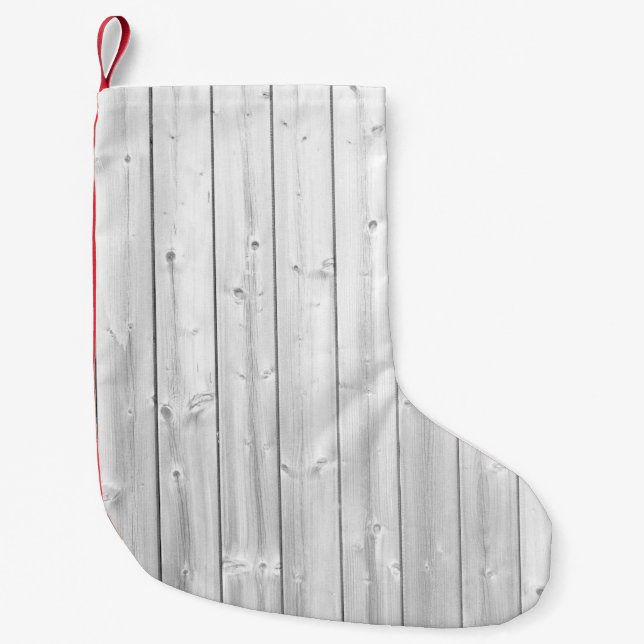 Petite Chaussette De Noël Surface en bois de texture blanche (Devant)