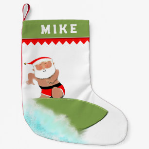 Petite Chaussette De Noël Surfer surf Père Noël