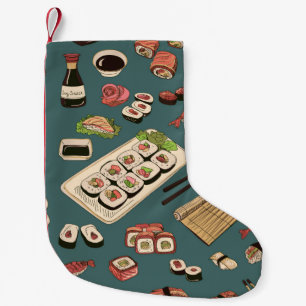 Petite Chaussette De Noël Sushi coloré et rouleaux sans couture motif, excel