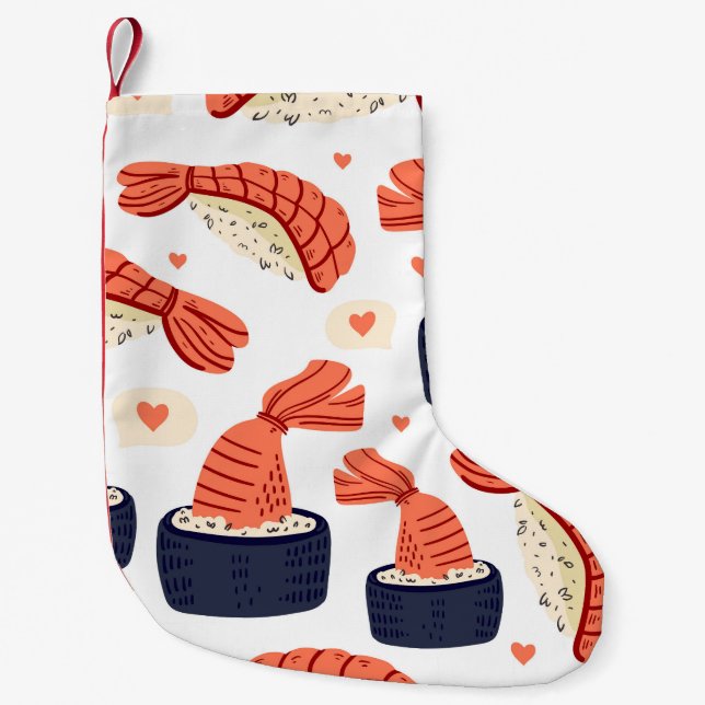 Petite Chaussette De Noël Sushi Japonais nourriture Motif sans soudure (Devant)