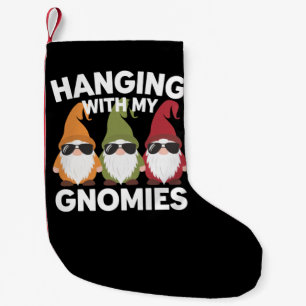 Petite Chaussette De Noël Suspendu avec mes gnomes drôle de gnome de jardin