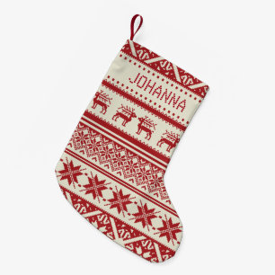 Petite Chaussette De Noël Sweat de Noël rouge et beige - Votre nom
