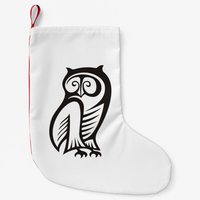 Petite Chaussette De Noël Symbole de hibou noir (Devant)