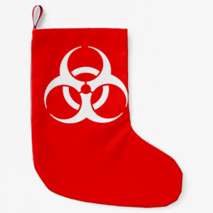Petite Chaussette De Noël Symbole de risque biologique rouge et blanc