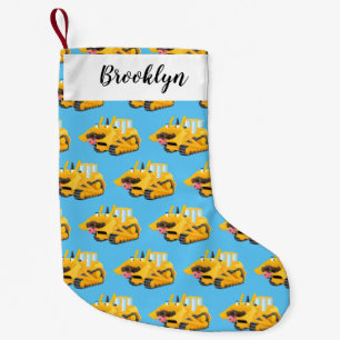 Petite Chaussette De Noël Sympa joli caractère de dessin animé au bulldozer