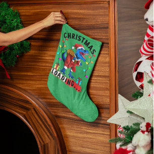 Petite Chaussette De Noël T-Shirt Bleu Dinosaure T Rex Noël Chargement