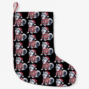 Petite Chaussette De Noël T-shirt Ugly Dog Husky Sibérien Chapeau de Santa N