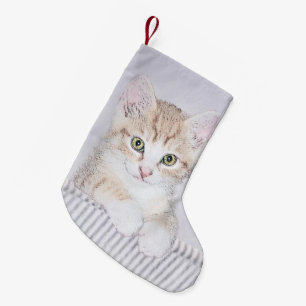 Petite Chaussette De Noël Tabby Orange Kitten Peinture - Art Chat original