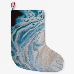 Petite Chaussette De Noël Tableau abstrait bleu et blanc
