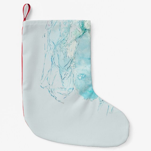 Petite Chaussette De Noël Tableau abstrait bleu et blanc (Devant)