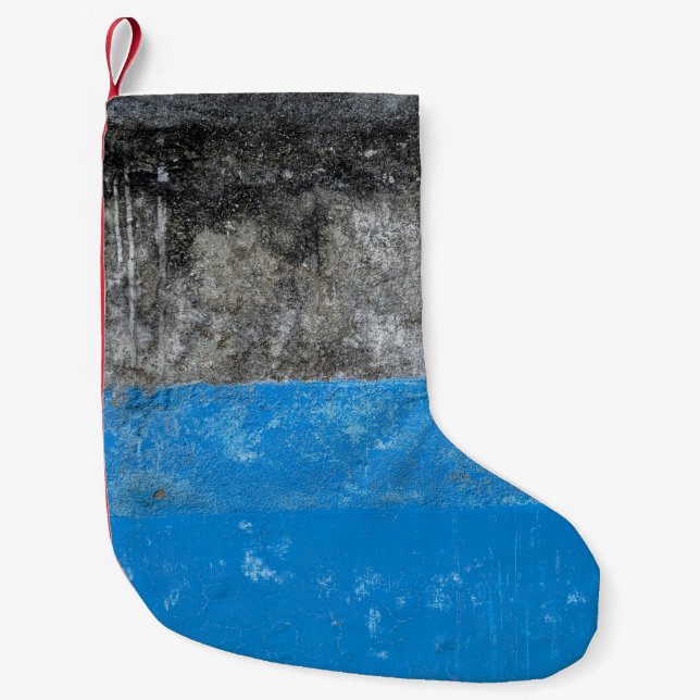 Petite Chaussette De Noël Tableau abstrait bleu et blanc (Devant)
