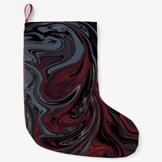 Petite Chaussette De Noël Tableau abstrait gris et rouge (Devant)