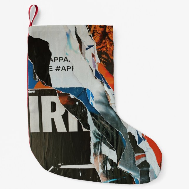 Petite Chaussette De Noël Tableau abstrait noir blanc et orange (Devant)