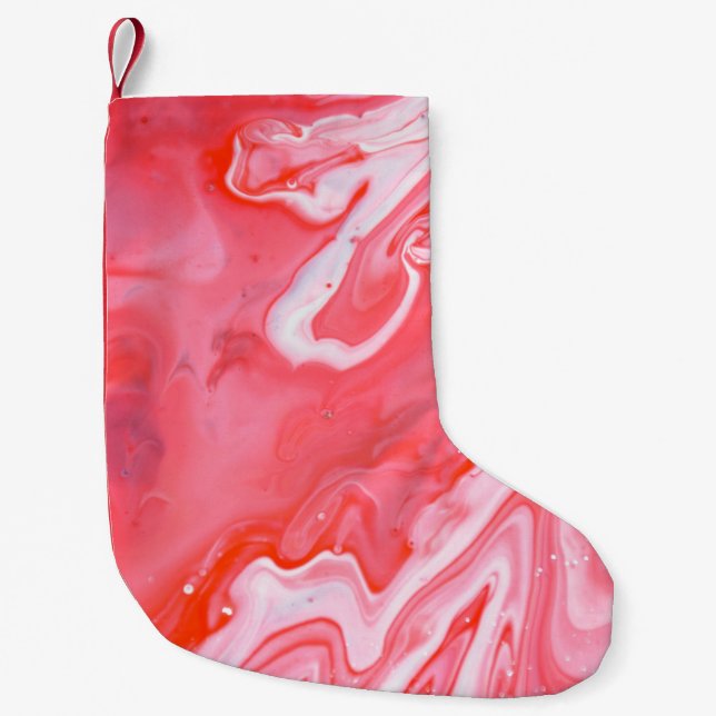 Petite Chaussette De Noël Tableau abstrait rouge et gris (Devant)