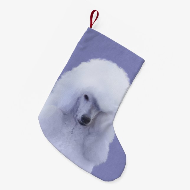 Petite Chaussette De Noël Tableau blanc standard de caniche - Art original d (Devant (Accrochage))