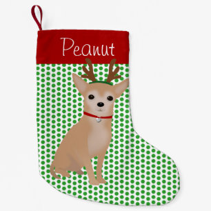 Petite Chaussette De Noël Tan Chihuahua personnalisé et Pois verts