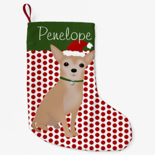 Petite Chaussette De Noël Tan Chihuahua personnalisé et Pois verts