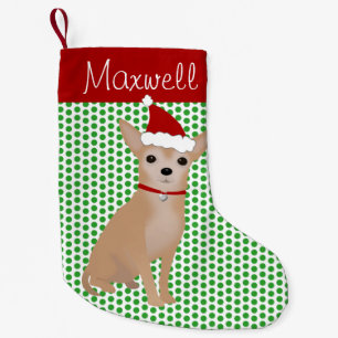 Petite Chaussette De Noël Tan Chihuahua personnalisé et Pois verts