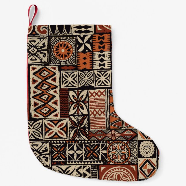 Petite Chaussette De Noël Tapa hawaïen : Patchwork tribal (Devant)