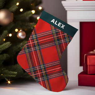 Petite Chaussette De Noël Tartan à carreaux rouge Noël
