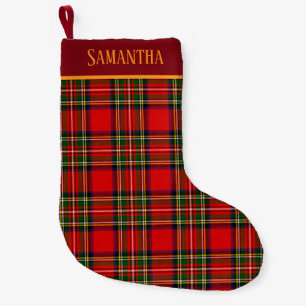 Petite Chaussette De Noël Tartan personnalisé Royal Stewart Clan Plaid Nom