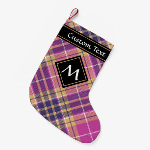 Petite Chaussette De Noël Tartan rose, or et bleu