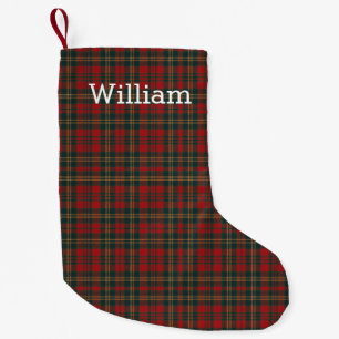 Petite Chaussette De Noël Tartan Rouge Personnalisé